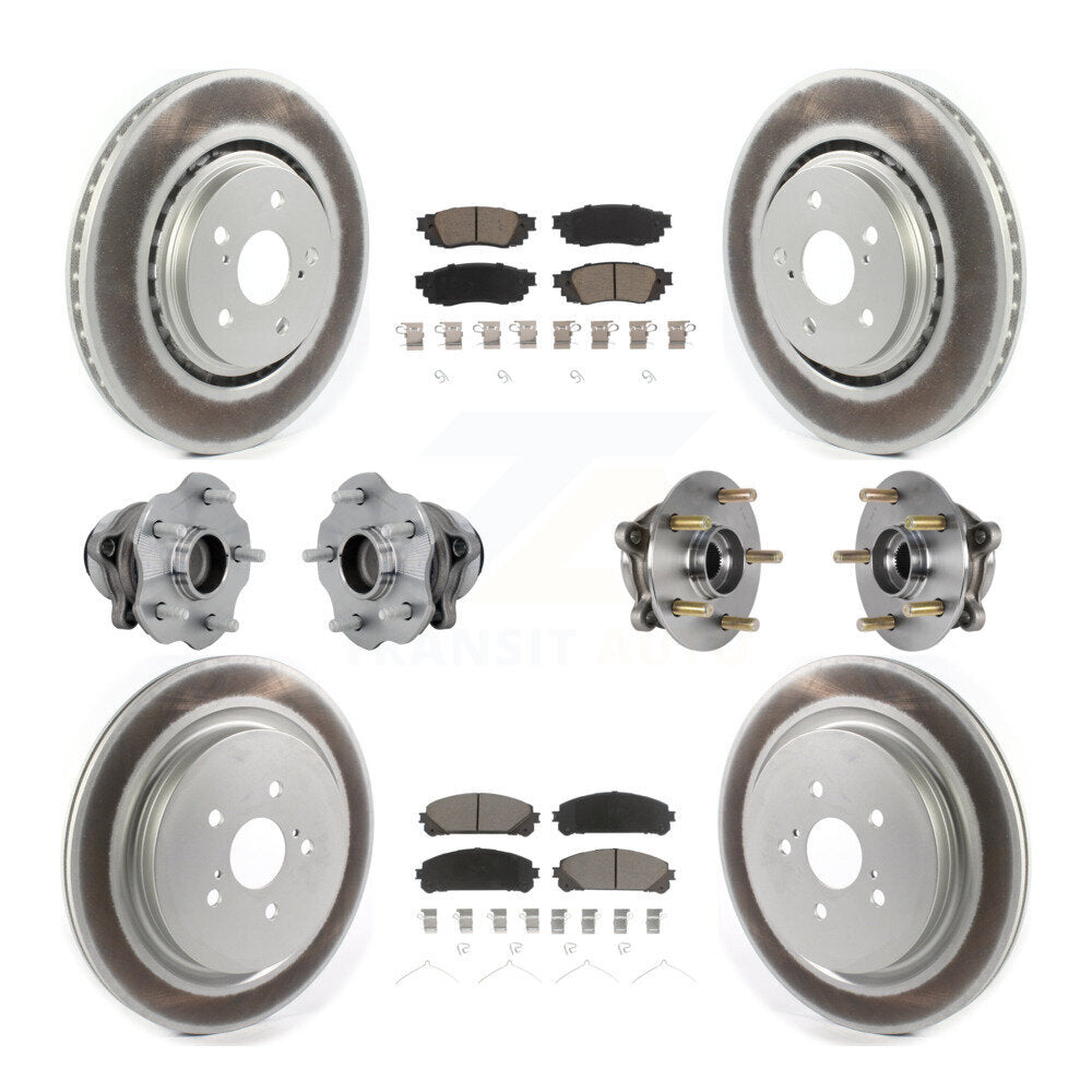 Hub Bearing Coated Brake Rotor Pads Front Rear Kit (10Pc) For Lexus RX350 RX350L