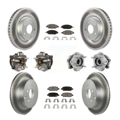 Hub Bearing Coated Brake Rotor & Pad Front Rear Kit (10Pc) For Nissan Murano AWD