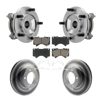 Hub Bearing Coated Disc Brake Rotor Pads Front Kit For Toyota Tundra Sequoia RWD