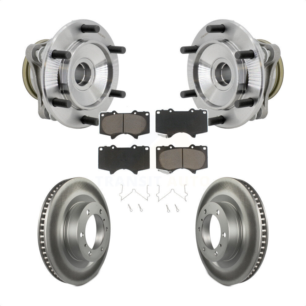Hub Bearing Coated Brake Rotor & Pads Front Kit For 2010-2021 Toyota 4Runner RWD