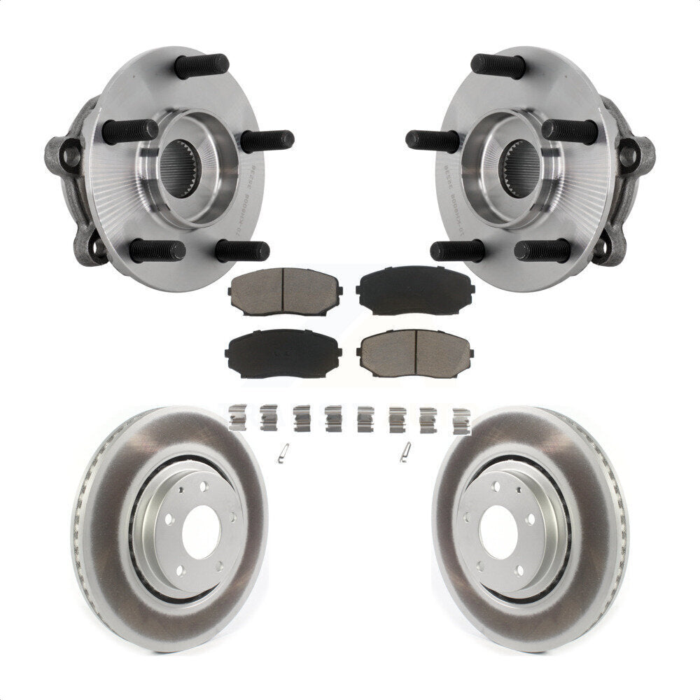 Hub Bearing Assembly Coated Brake Rotor & Pad Front Kit For 2016-2023 Mazda CX-9