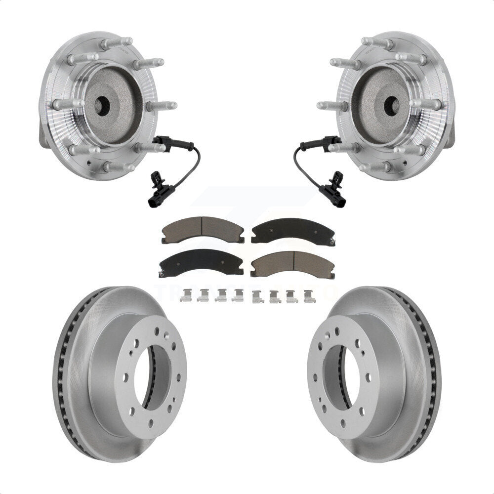 Hub Bearing Coat Brake Rotor Pad Front Kit For GMC Chevrolet Sierra 2500 HD 3500