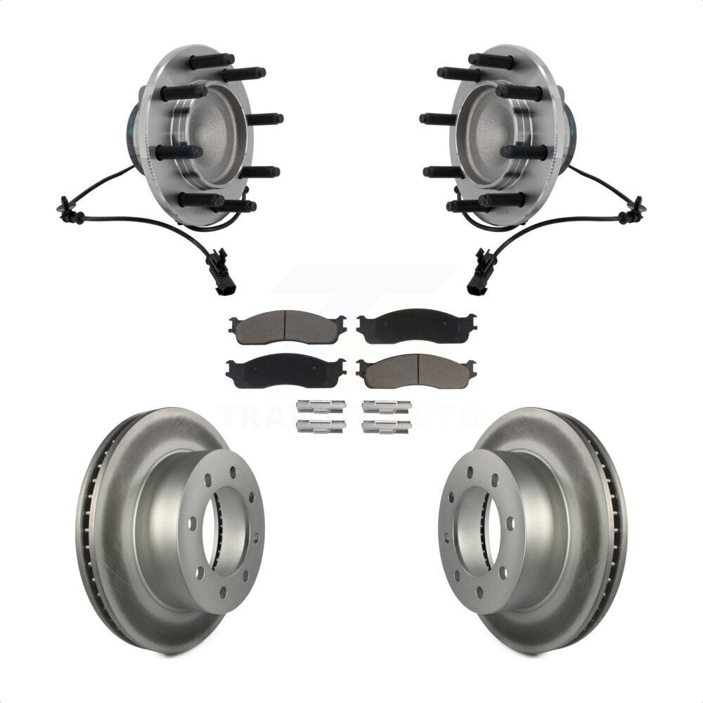 Hub Bearing Assembly Coat Brake Rotor Pad Front Kit For Dodge Ram 1500 3500 2500