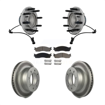 Hub Bearing Assembly Coat Brake Rotor Pad Front Kit For Dodge Ram 1500 3500 2500