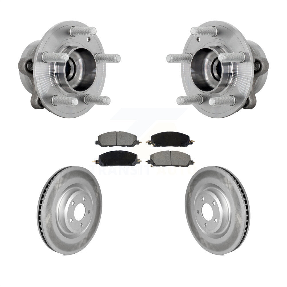 Hub Bearing Coated Brake Rotor & Pad Front Kit For Ford Explorer Lincoln Aviator