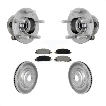 Hub Bearing Coated Brake Rotor & Pad Front Kit For Ford Explorer Lincoln Aviator