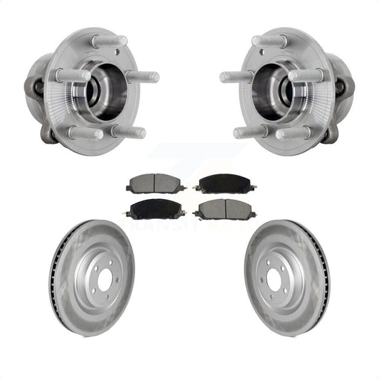 Hub Bearing Coated Brake Rotor & Pad Front Kit For Ford Explorer Lincoln Aviator