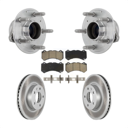 Hub Bearing Coated Brake Rotor & Pads Front Kit For 2017 Cadillac ATS V with RWD