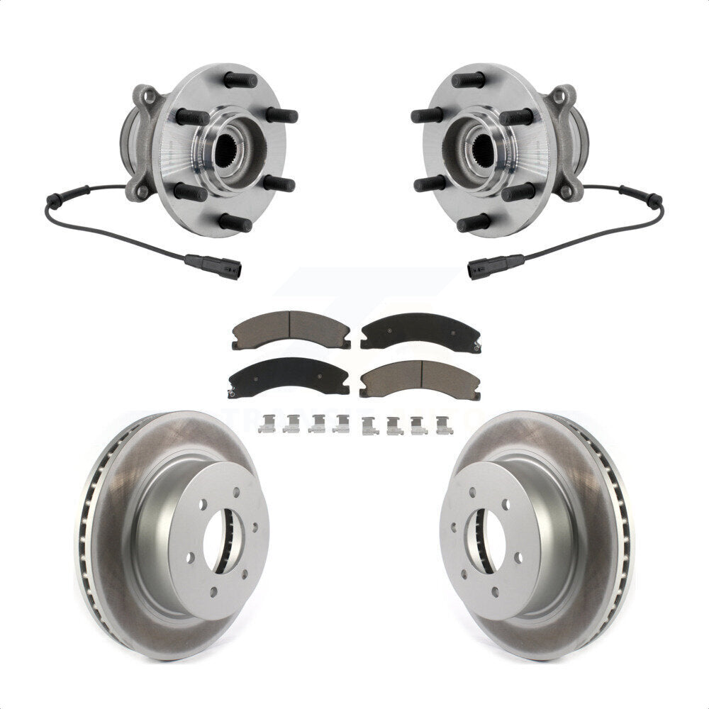 Hub Bearing Assembly Coated Disc Brake Rotor & Pad Front Kit For Nissan TITAN XD