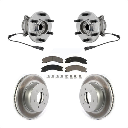 Hub Bearing Assembly Coated Disc Brake Rotor & Pad Front Kit For Nissan TITAN XD