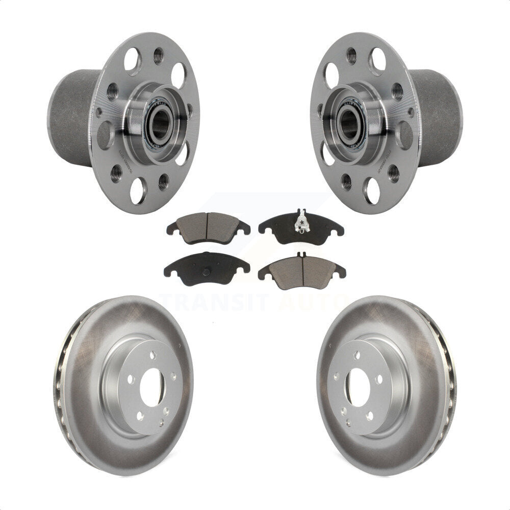Hub Bearing Coated Brake Rotor & Pads Front Kit For Mercedes-Benz E350 E400 E250