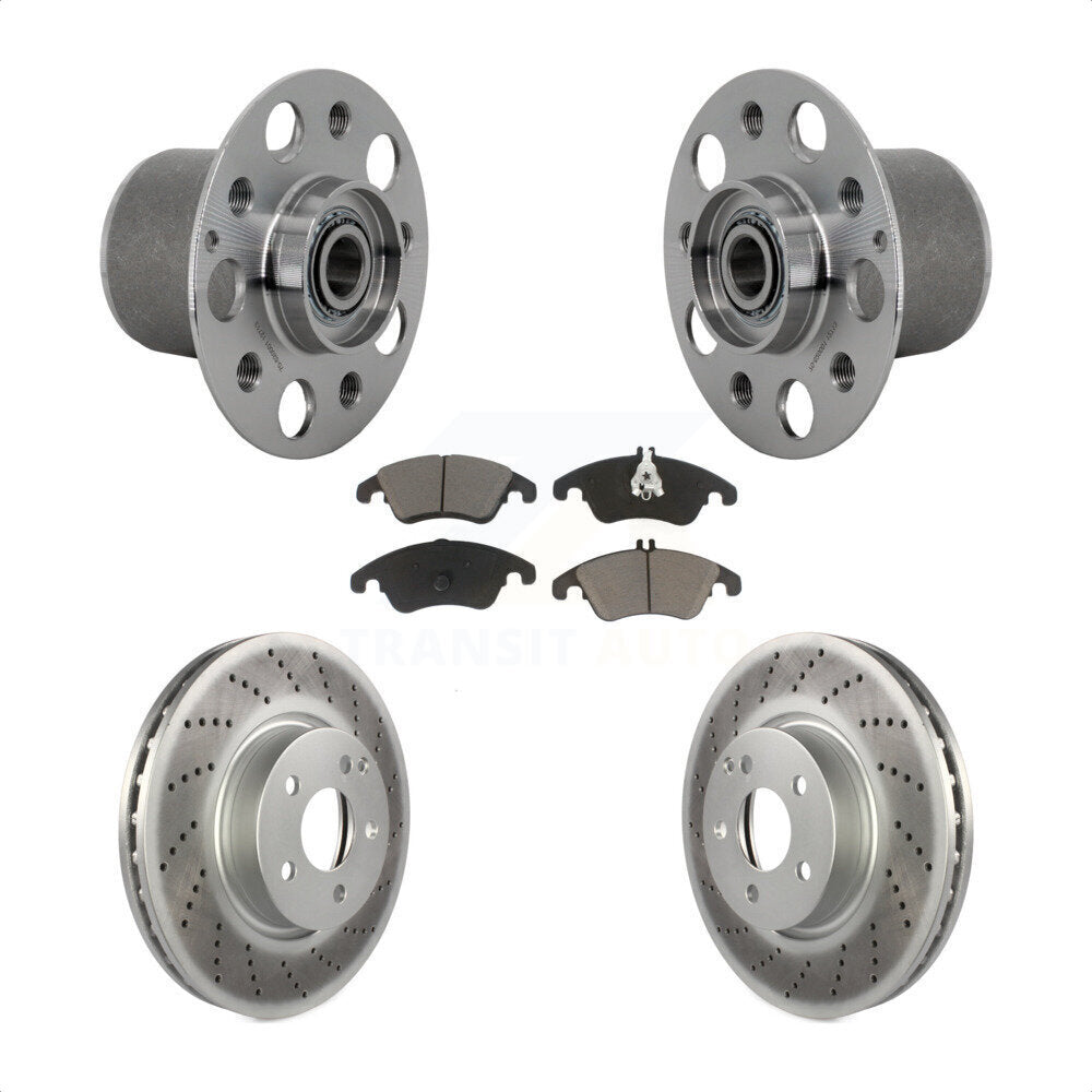 Hub Bearing Coated Brake Rotor & Pads Front Kit For Mercedes-Benz E350 E400 E250