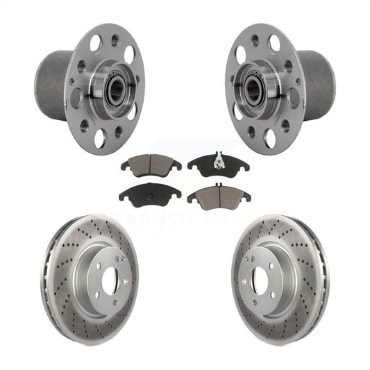 Hub Bearing Coated Brake Rotor & Pads Front Kit For Mercedes-Benz E350 E400 E250