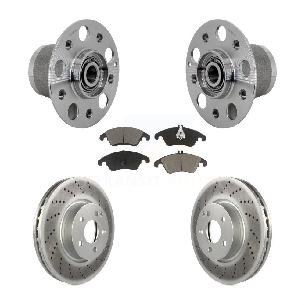 Hub Bearing Coated Brake Rotor & Pads Front Kit For Mercedes-Benz C300 E350 C350