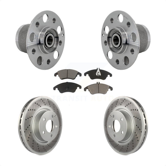 Hub Bearing Coated Brake Rotor & Pads Front Kit For Mercedes-Benz C300 E350 C350