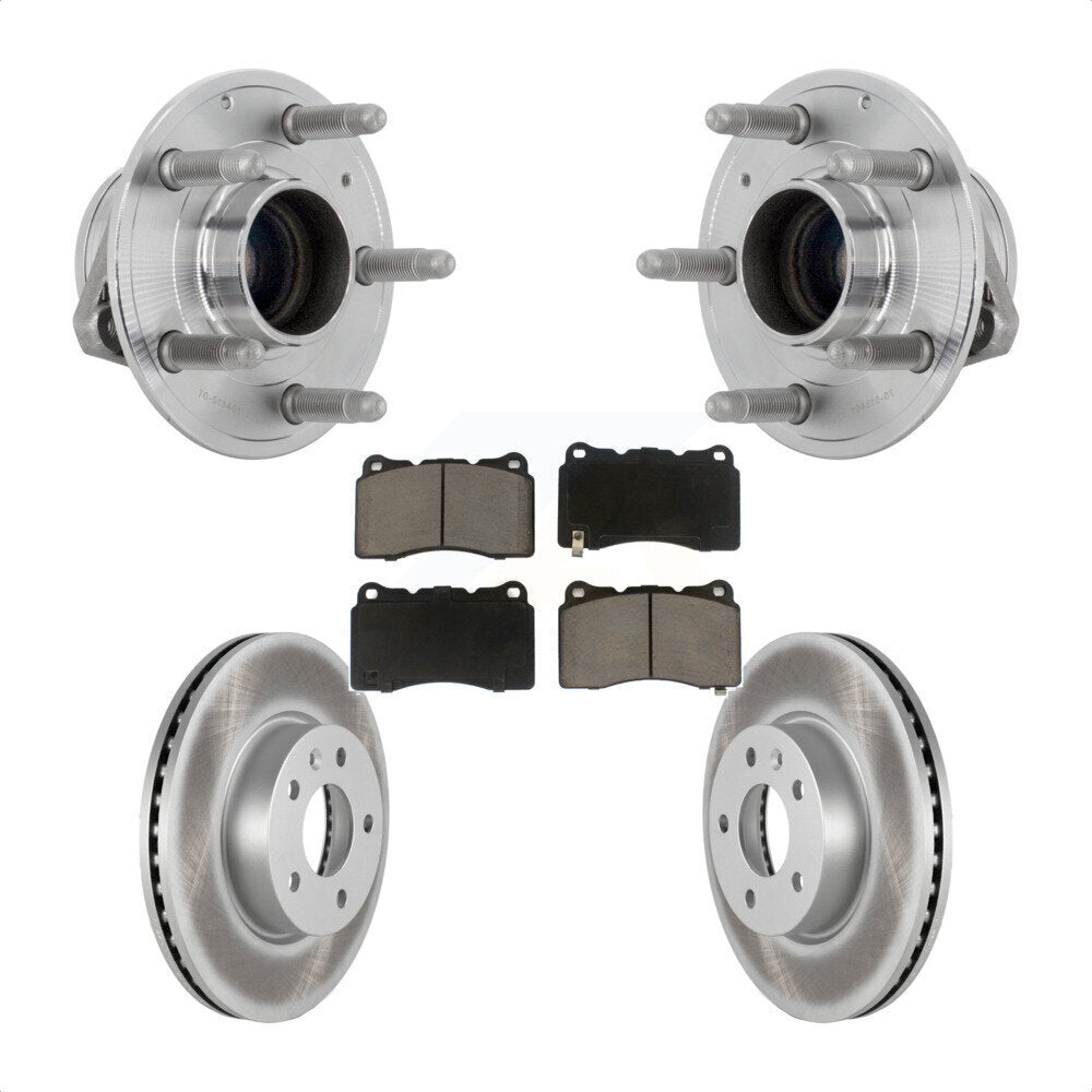 Hub Bearing Coated Brake Rotor Pad Front Kit For 2019 Cadillac ATS Base with RWD