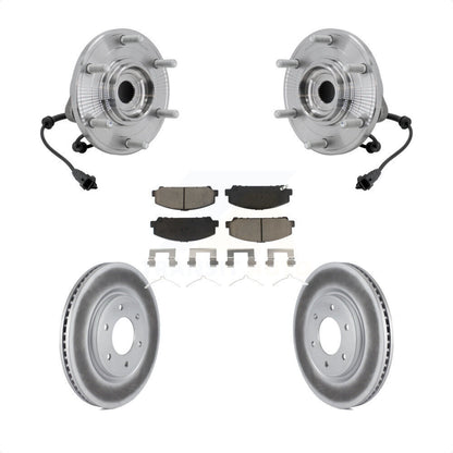 Hub Bearing Coated Disc Brake Rotor Pad Front Kit For 2017-2023 Nissan TITAN 4WD