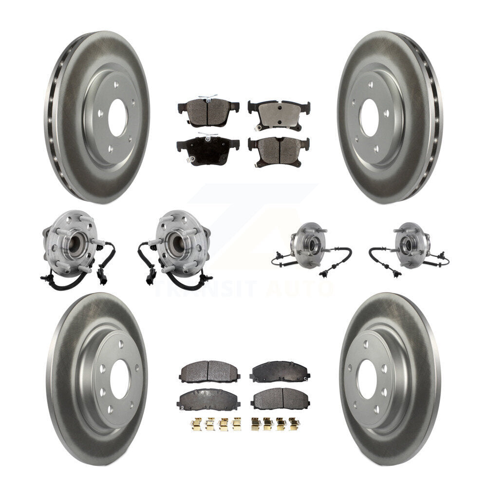 Hub Bearing Coated Brake Rotor & Pad Front Rear Kit (10Pc) For Chrysler Pacifica