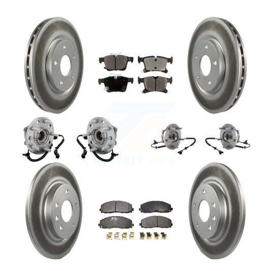 Hub Bearing Coated Brake Rotor & Pad Front Rear Kit (10Pc) For Chrysler Pacifica