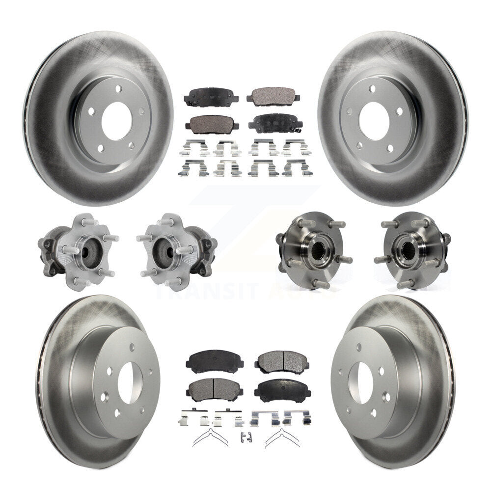 Hub Bearing Coated Disc Brake Rotor & Pads Front Rear Kit (10Pc) For Nissan Juke