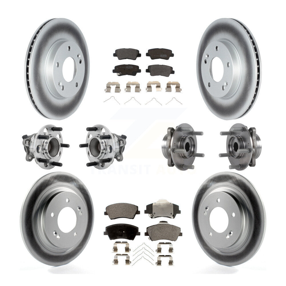 Hub Bearing Coated Disc Brake Rotor Pads Front Rear Kit (10Pc) For Hyundai Ioniq