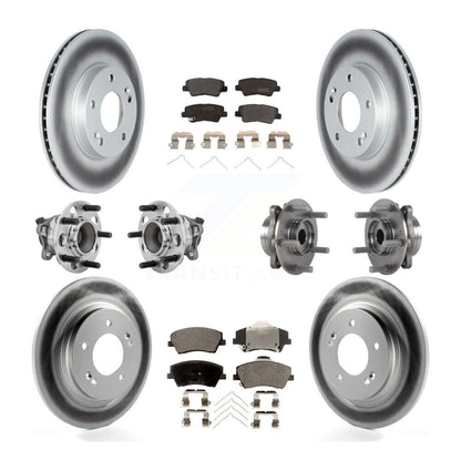 Hub Bearing Coated Disc Brake Rotor Pads Front Rear Kit (10Pc) For Hyundai Ioniq