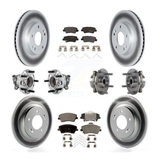 Hub Bearing Coated Disc Brake Rotor Pads Front Rear Kit (10Pc) For Hyundai Ioniq
