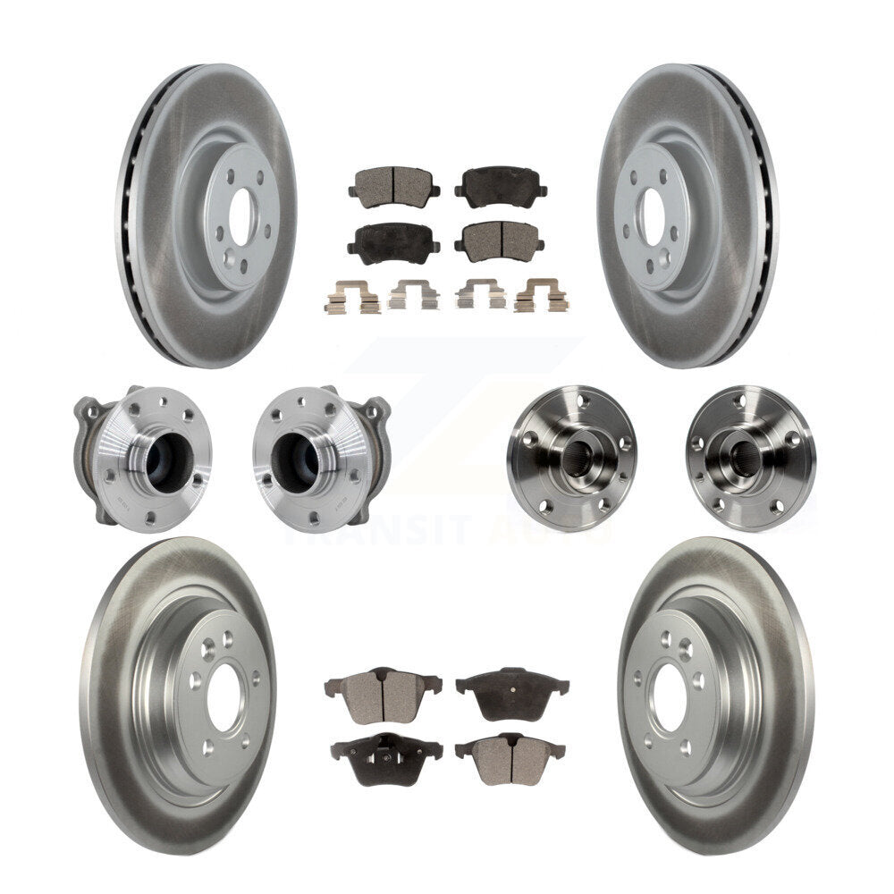 Hub Bearing Coated Disc Brake Rotor Pads Front Rear Kit (10Pc) For Volvo S60 V70