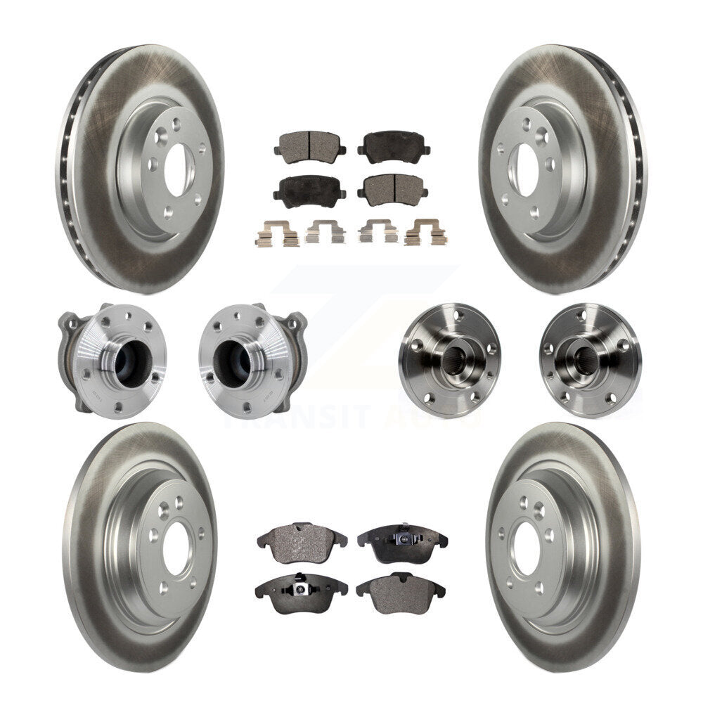 Hub Bearing Coated Brake Rotor Pad Front Rear Kit (10Pc) For 13-14 Volvo S60 FWD