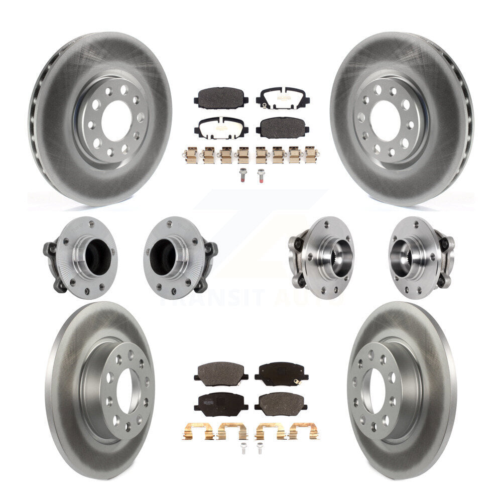 Hub Bearing Coated Brake Rotor & Pads Front Rear Kit (10Pc) For Jeep Compass FWD