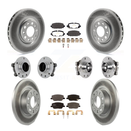Hub Bearing Coated Brake Rotor & Pads Front Rear Kit (10Pc) For Jeep Compass FWD
