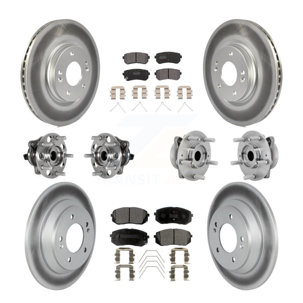 Hub Bearing Coated Disc Brake Rotor & Pad Front Rear Kit (10Pc) For Hyundai Kona