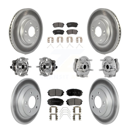Hub Bearing Coated Disc Brake Rotor & Pad Front Rear Kit (10Pc) For Hyundai Kona