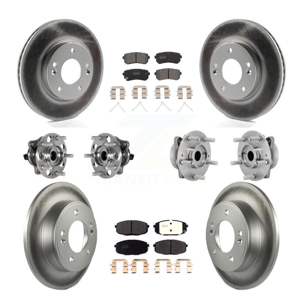 Hub Bearing Coated Disc Brake Rotor & Pad Front Rear Kit (10Pc) For Hyundai Kona