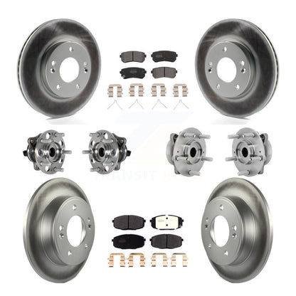 Hub Bearing Coated Disc Brake Rotor & Pad Front Rear Kit (10Pc) For Hyundai Kona
