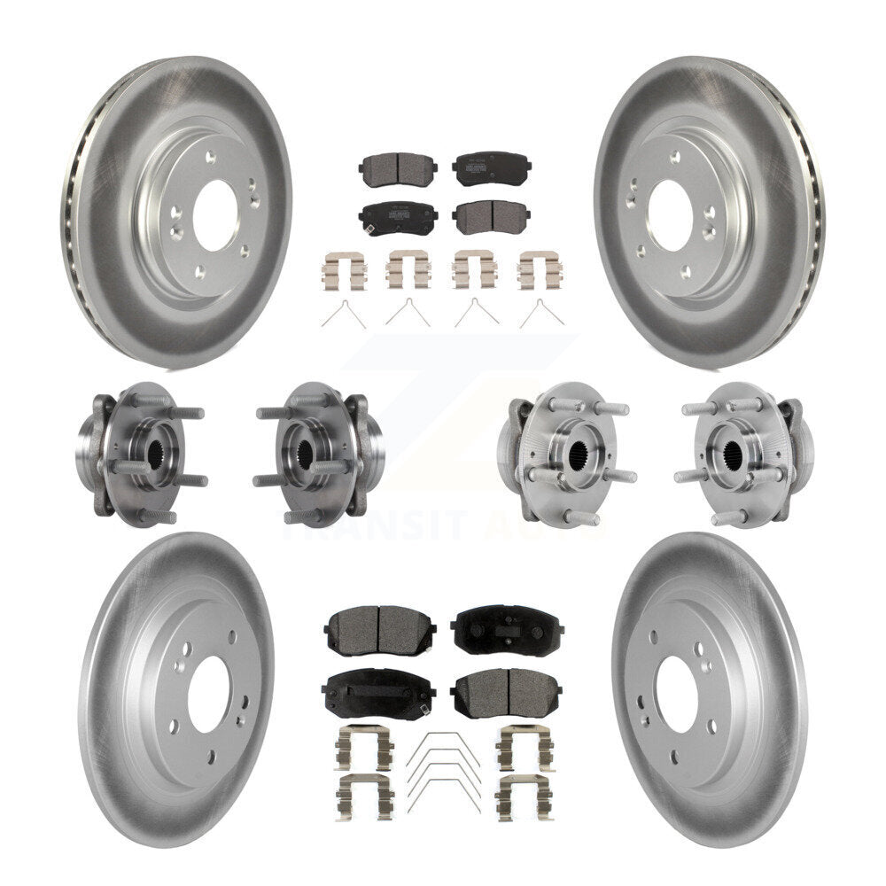 Hub Bearing Coated Brake Rotor & Pads Front Rear Kit (10Pc) For Hyundai Kona Kia