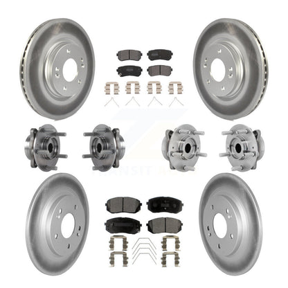 Hub Bearing Coated Brake Rotor & Pads Front Rear Kit (10Pc) For Hyundai Kona Kia