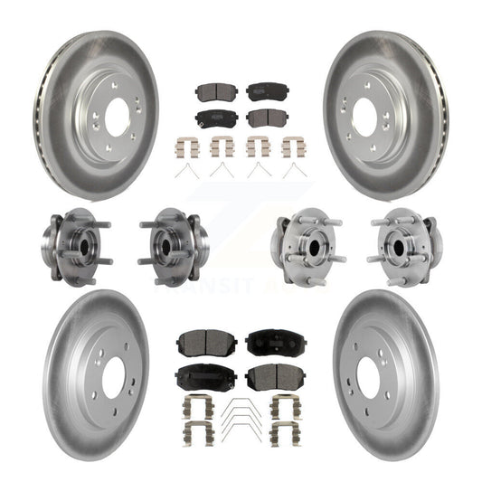 Hub Bearing Coated Brake Rotor & Pads Front Rear Kit (10Pc) For Hyundai Kona Kia
