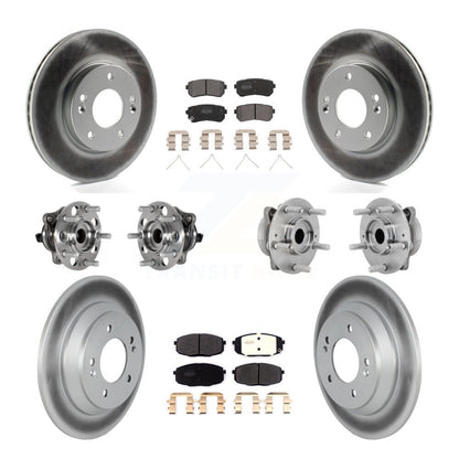 Hub Bearing Coated Disc Brake Rotor & Pad Front Rear Kit (10Pc) For Hyundai Kona