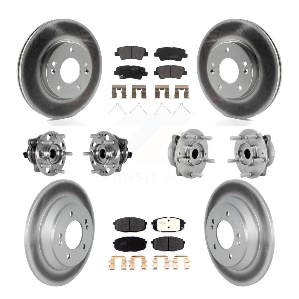 Hub Bearing Coated Disc Brake Rotor & Pad Front Rear Kit (10Pc) For Hyundai Kona