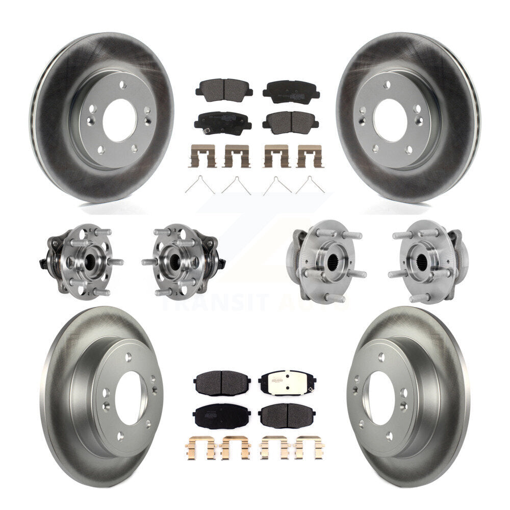 Hub Bearing Coated Disc Brake Rotor & Pad Front Rear Kit (10Pc) For Hyundai Kona