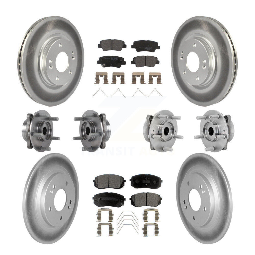 Hub Bearing Coat Brake Rotor Pad Front Rear Kit (10Pc) For 2022 Hyundai Kona AWD
