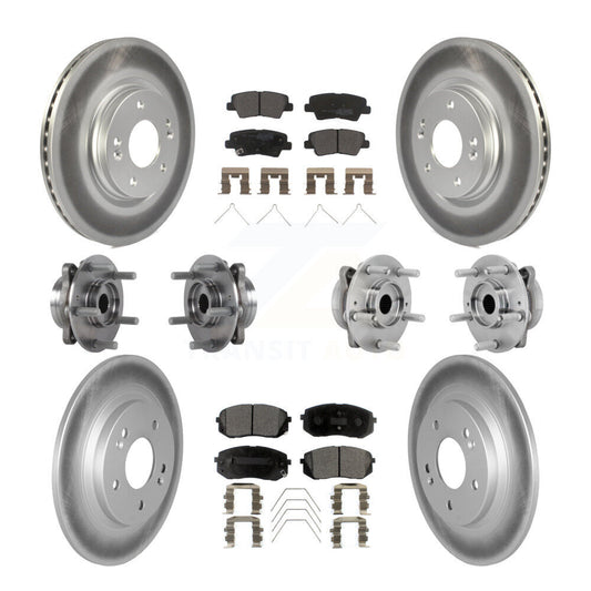 Hub Bearing Coat Brake Rotor Pad Front Rear Kit (10Pc) For 2022 Hyundai Kona AWD