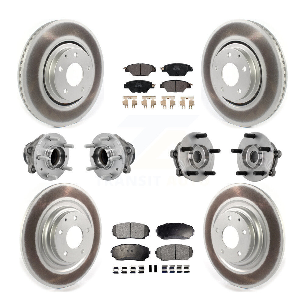 Hub Bearing Coat Brake Rotor Pads Front Rear Kit (10Pc) For 16-21 Mazda CX-9 FWD