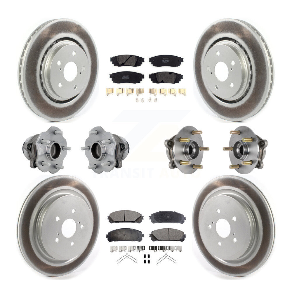Hub Bearing Coated Brake Rotor Pads Front Rear Kit (10Pc) For Lexus RX350 RX350L
