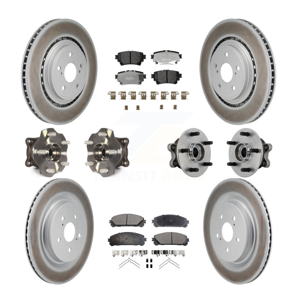 Hub Bearing Coat Brake Rotor Pad Front Rear Kit (10Pc) For Toyota Highlander AWD