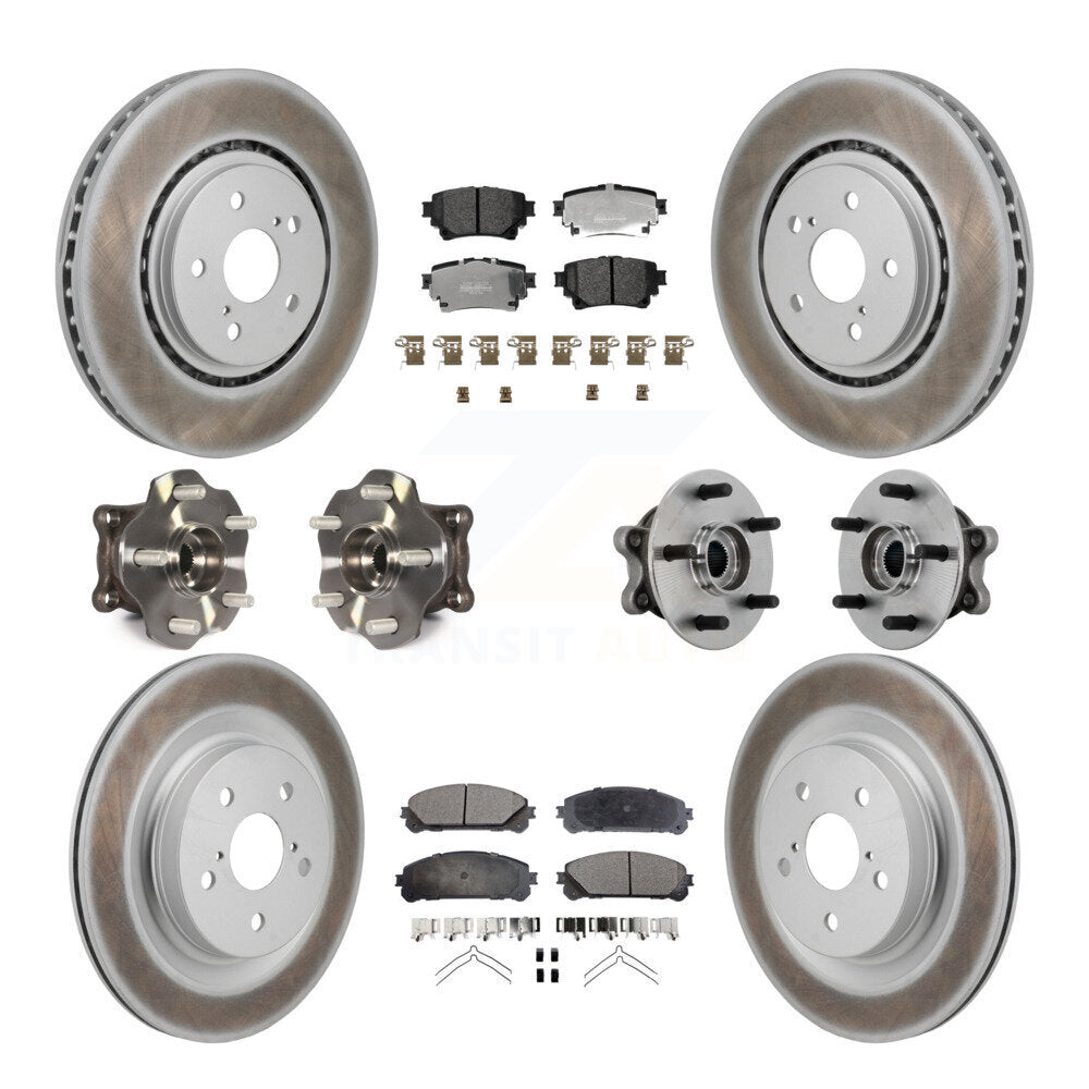 Hub Bearing Coated Brake Rotor & Pad Front Rear Kit (10Pc) For Toyota Sienna AWD