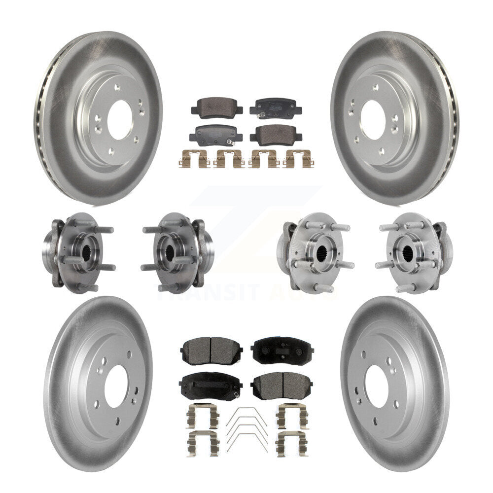 Hub Bearing Coated Disc Brake Rotor And Pad Front Rear Kit (10Pc) For Kia Seltos