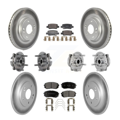 Hub Bearing Coated Disc Brake Rotor And Pad Front Rear Kit (10Pc) For Kia Seltos