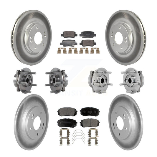 Hub Bearing Coated Disc Brake Rotor And Pad Front Rear Kit (10Pc) For Kia Seltos